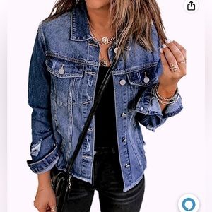Womens Boyfriend Washed Denim Jean Coat Jacket Outwear